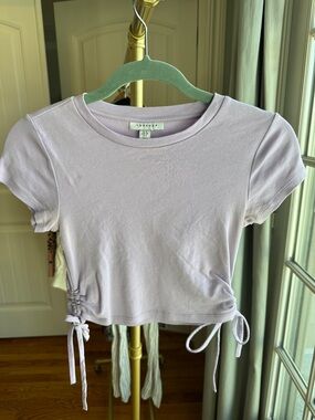 Topshop Pastel Lavender Side-Tie Crop Tee